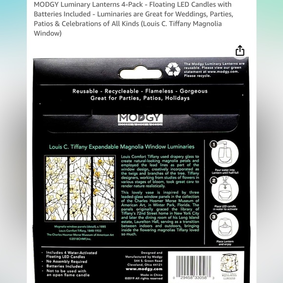 MODGY LUMINARY LANTERNS - TIFFANY MAGNOLIA DESIN - PACK OF FOUR - Picture 4 of 4